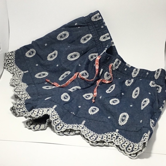 Anthropologie Eyelet Chambray Embroidered Short Size XS - Picture 1 of 7